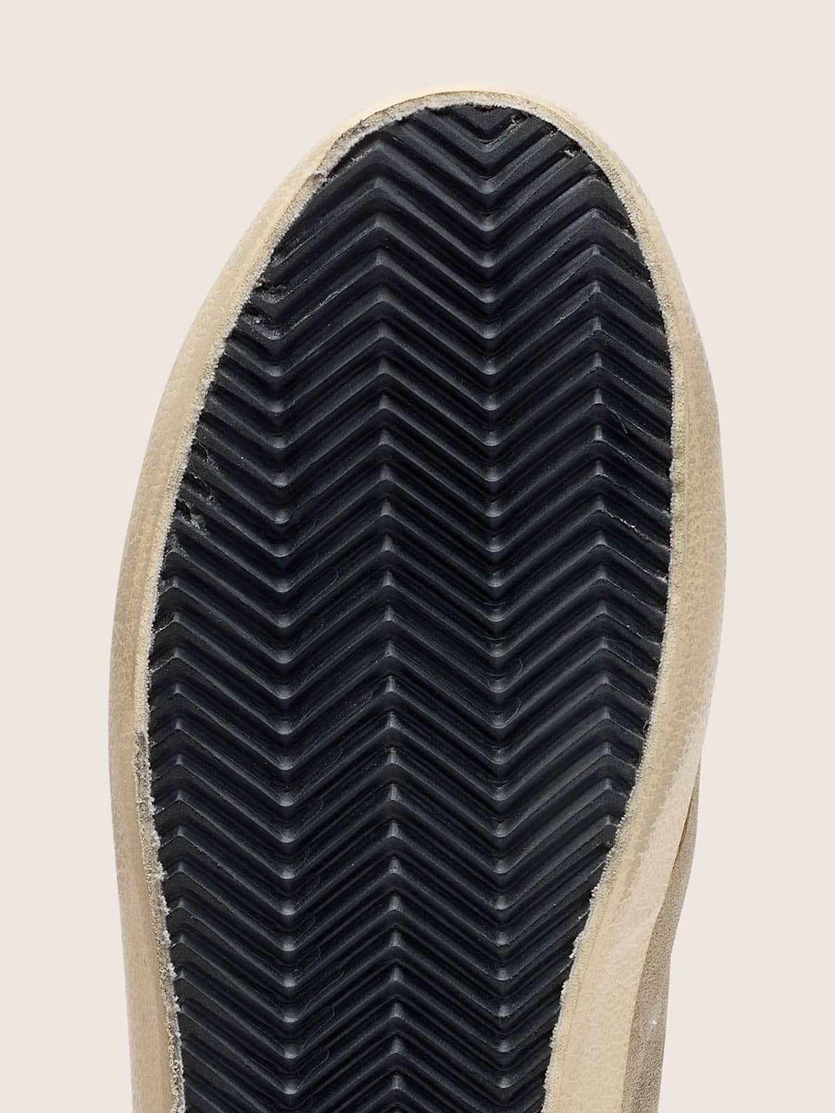 Golden Goose - Super-Star LTD donna in suede color perla con stella color mattone e ricamo in 