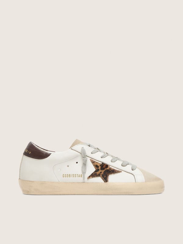 Golden Goose Women's Super-Star in white leather with leopard-print star Super-Star white woman