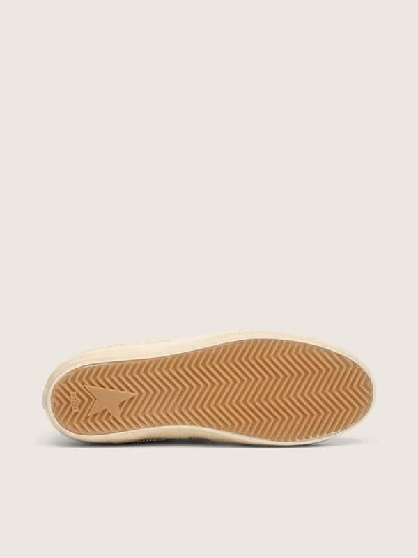 Golden Goose - Super-Star LTD donna in suede color perla con stella oro e ricami in perline in 