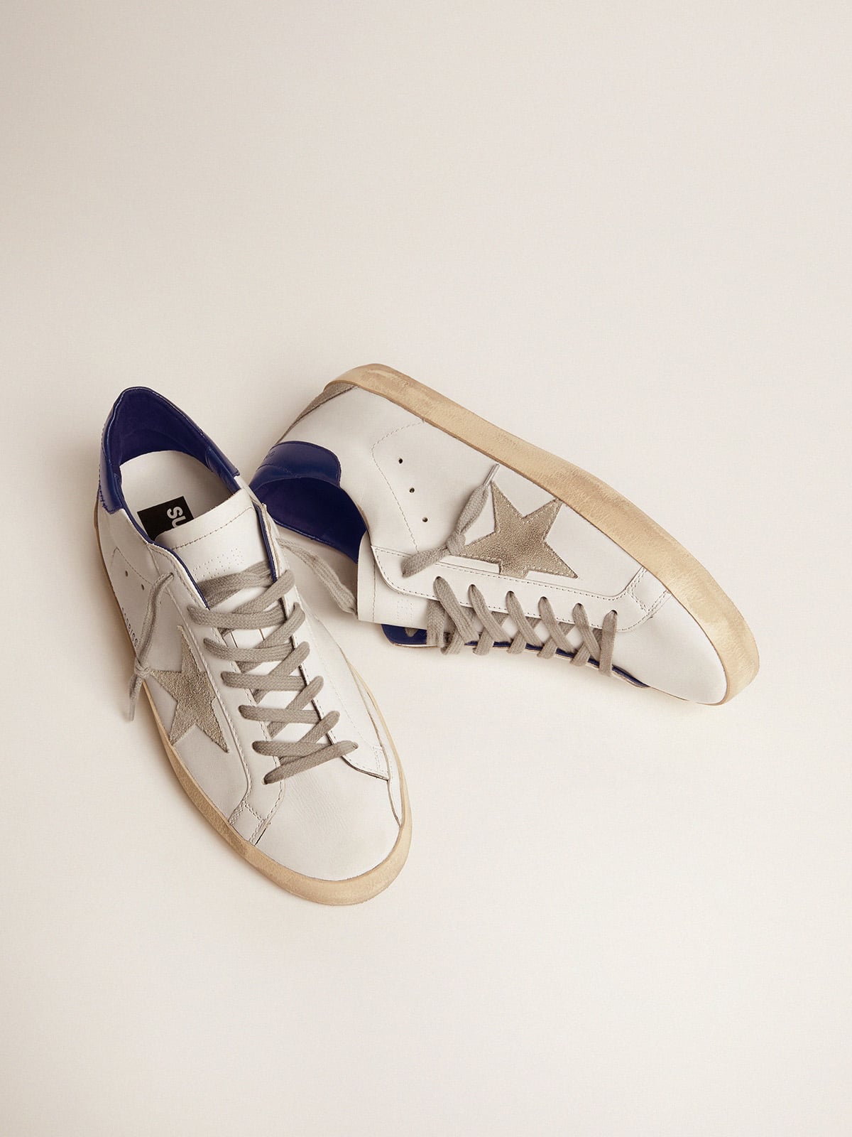 Women's Super-Star with suede star and blue heel tab