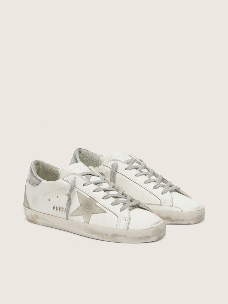 Golden Goose - Super-Star Donna con talloncino argentato e metal studs lettering in 