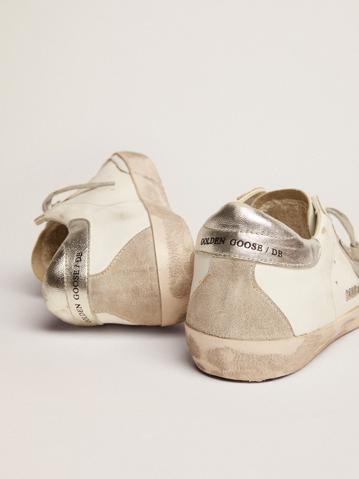 Women's Super-Star with silver heel tab and metal stud lettering | Golden  Goose