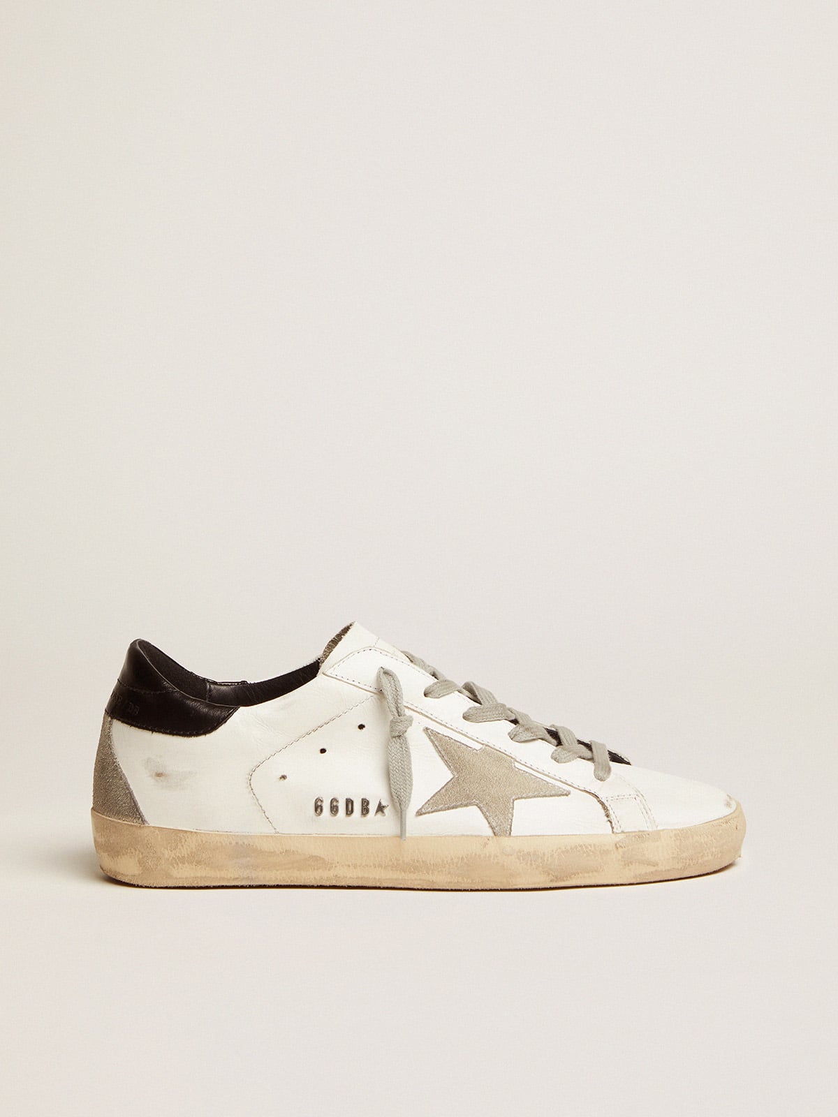 Golden Goose - Women's Super-Star with black heel tab and metal stud lettering in 