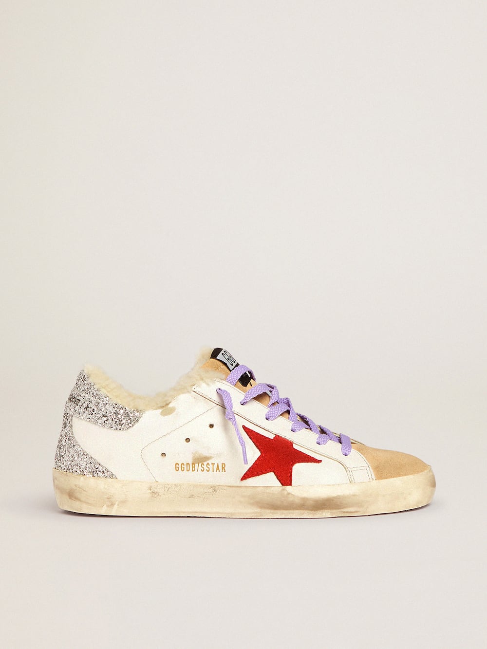 Super-Star sneakers with shearling lining and red suede star | Golden Goose