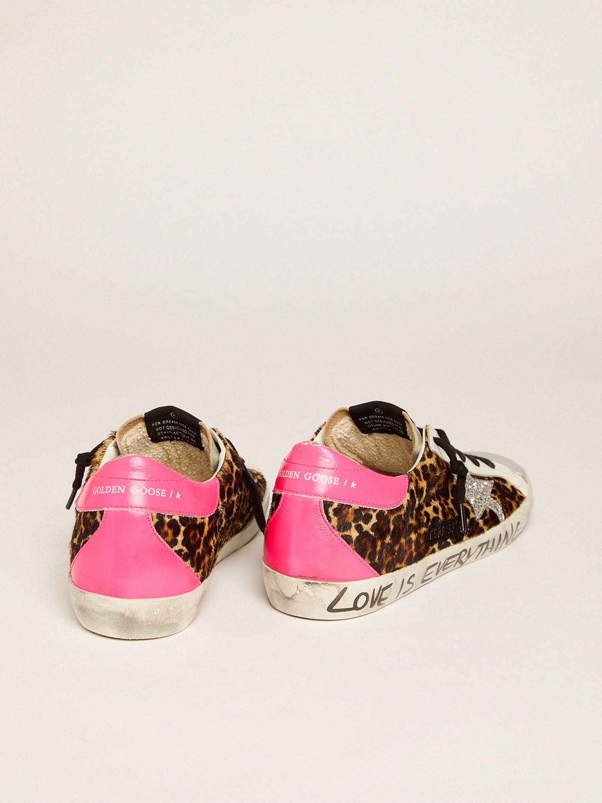 Golden Goose - Super-Star sneakers in leopard-print pony skin with silver glitter star in 