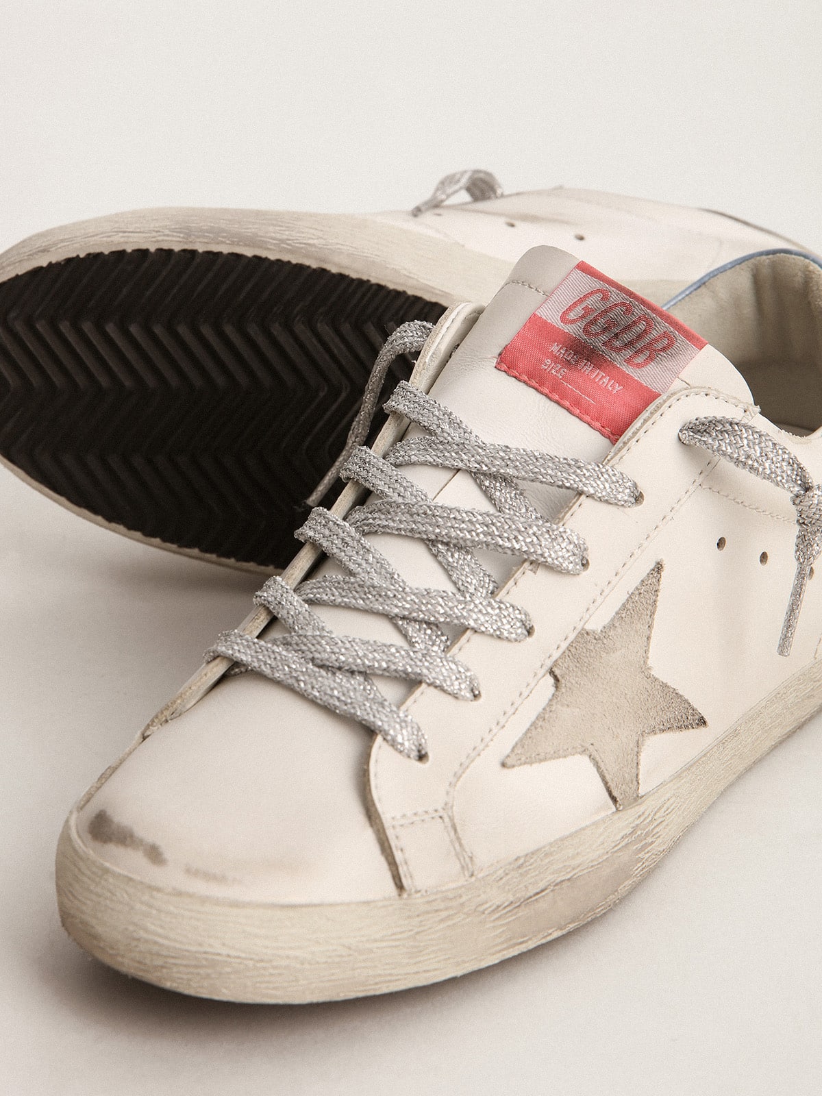 Golden Goose - Super-Star sneakers with light blue heel tab and ice-gray star in 