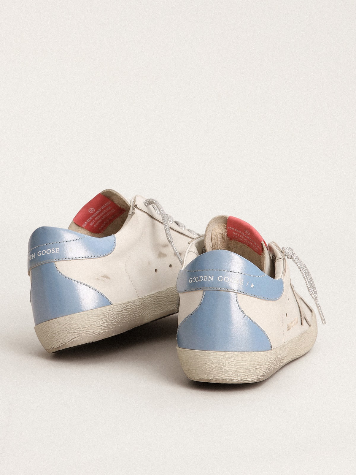 Golden Goose - Super-Star sneakers with light blue heel tab and ice-gray star in 