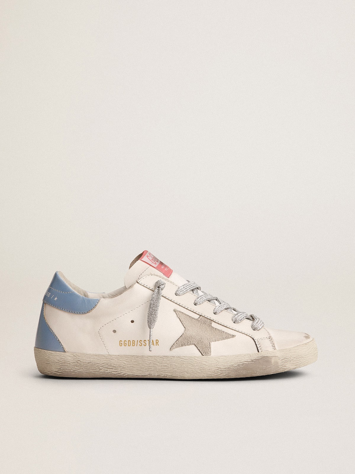 Golden Goose - Super-Star sneakers with light blue heel tab and ice-gray star in 