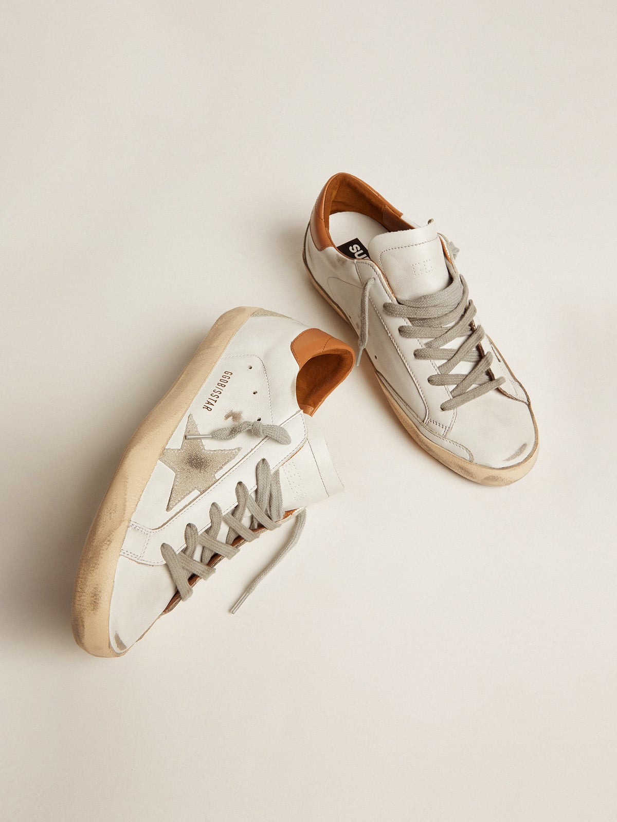 Women s Super Star sneakers with suede star and brown heel tab Golden Goose