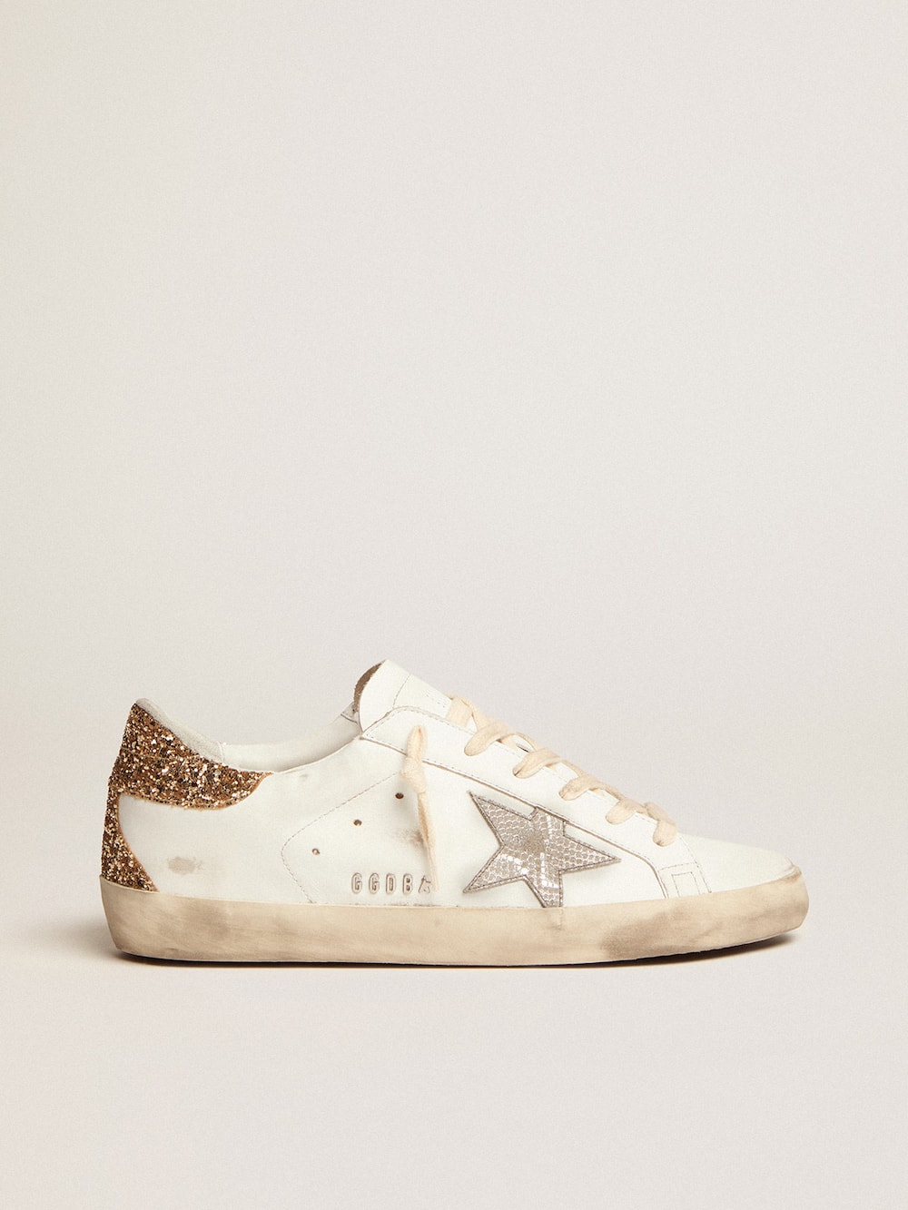 Golden Goose - Women's Super-Star with silver leather star and snake print in 