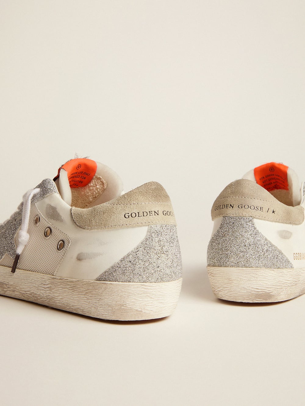 Golden Goose - Super-Star LTD in white leather and mesh with star and inserts in Swarovski micro-crystals in 