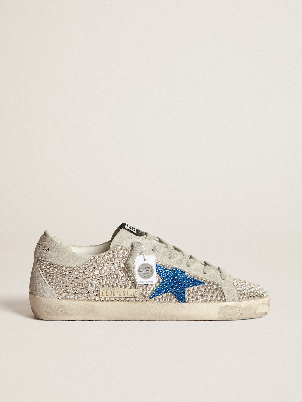 Golden Goose - Super-Star in suede and silver Swarovski crystals with suede and blue Swarovski crystal star in 