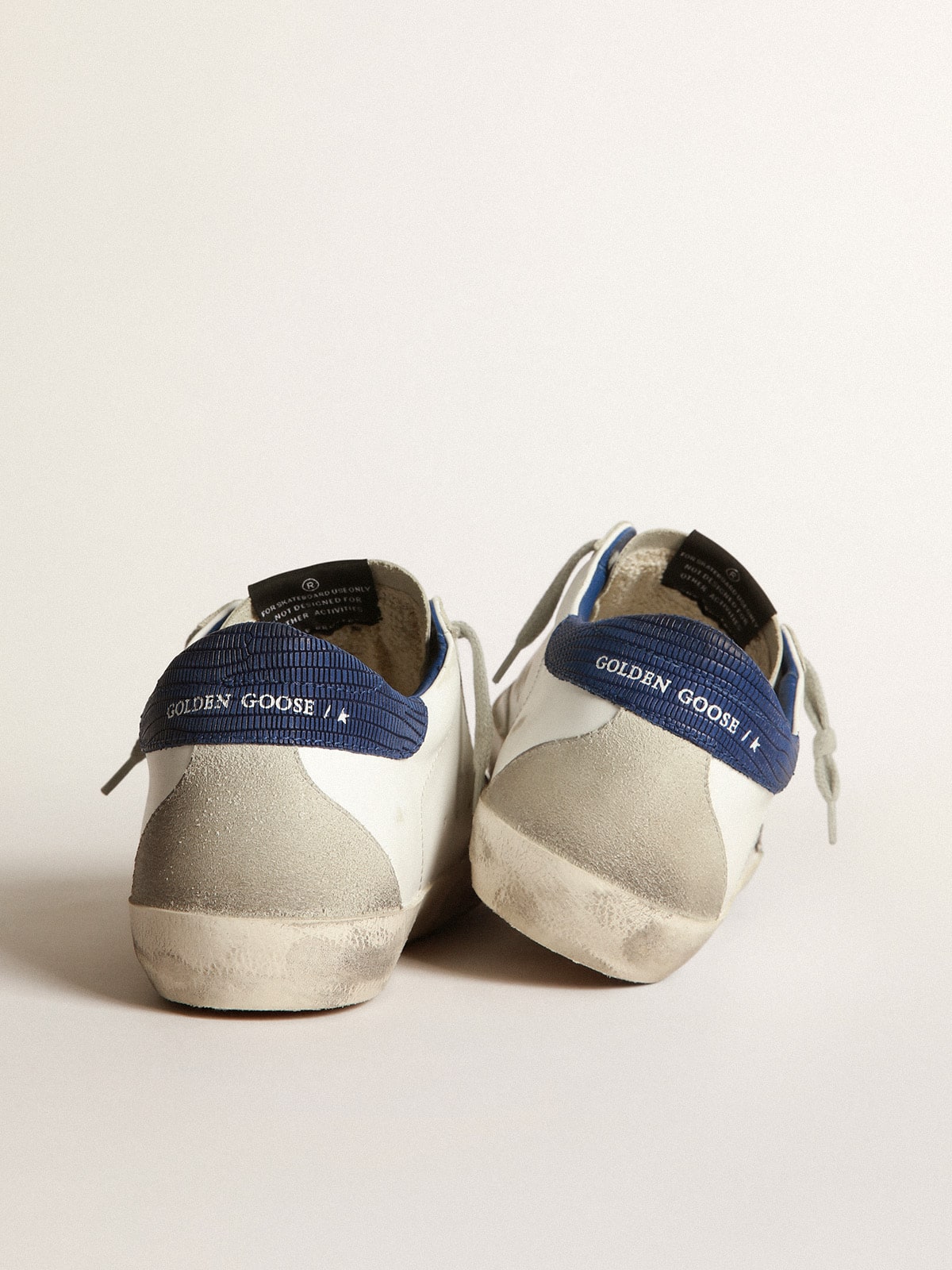 Golden Goose - Super-Star sneakers with off-white suede star and blue lizard-print nubuck heel tab in 