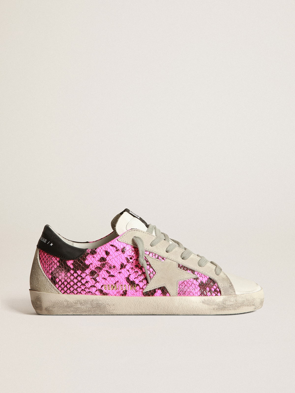 Golden Goose - Sneakers Super-Star aus Leder mit fuchsiafarbener Pythonmusterung in 