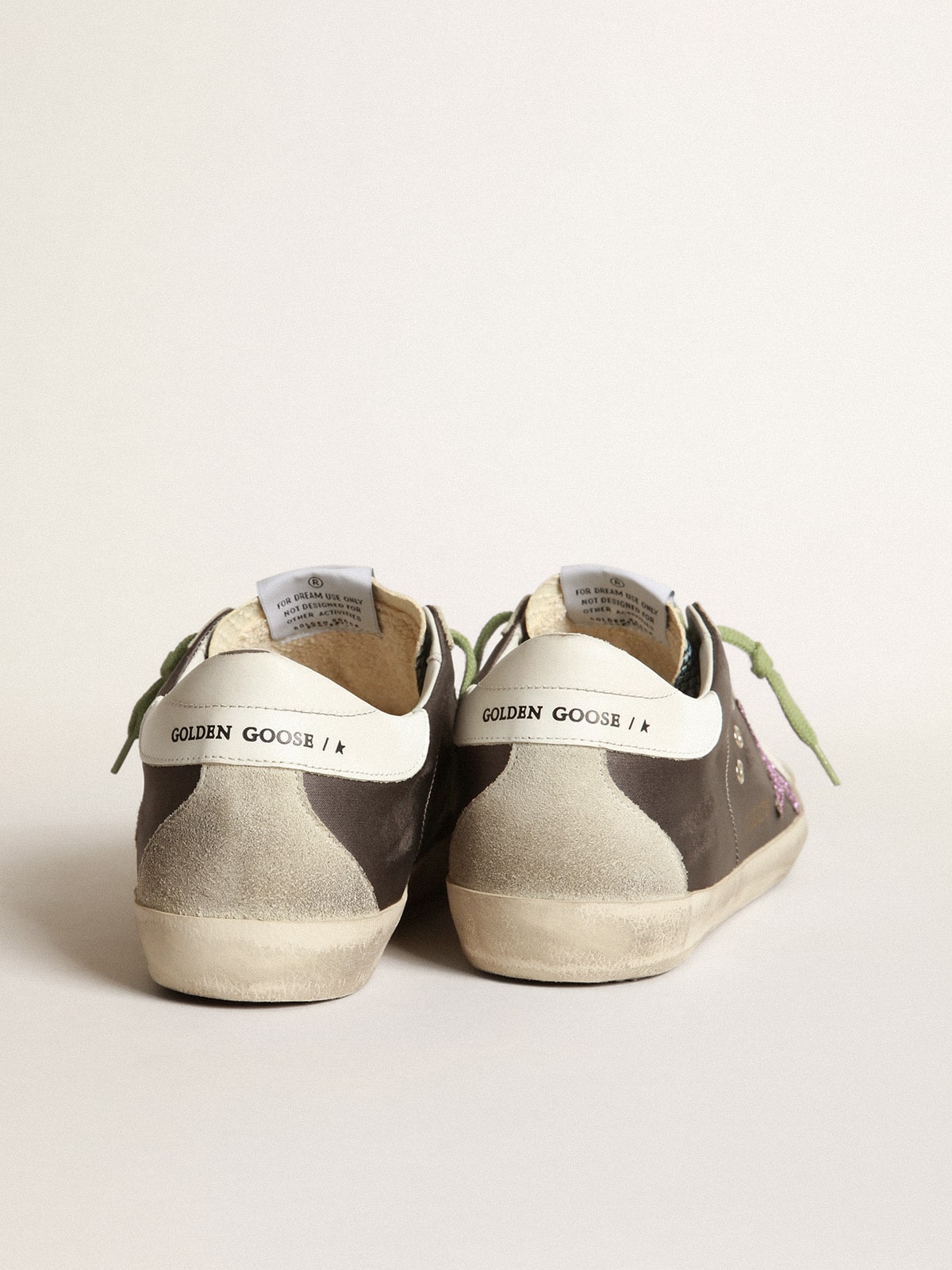 Golden Goose - Grey and python-print Superstar sneakers with glittery star in 