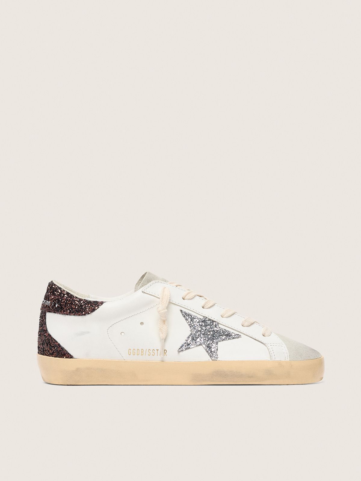 Mid Star Donna in glitter neri con stella e talloncino in suede tortora Mid Star Donna in glitter neri con stella e talloncino in suede tortora