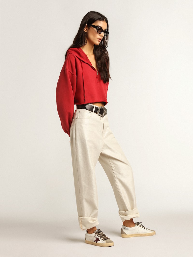Golden Goose - Super-Star con estrella con purpurina burdeos in 