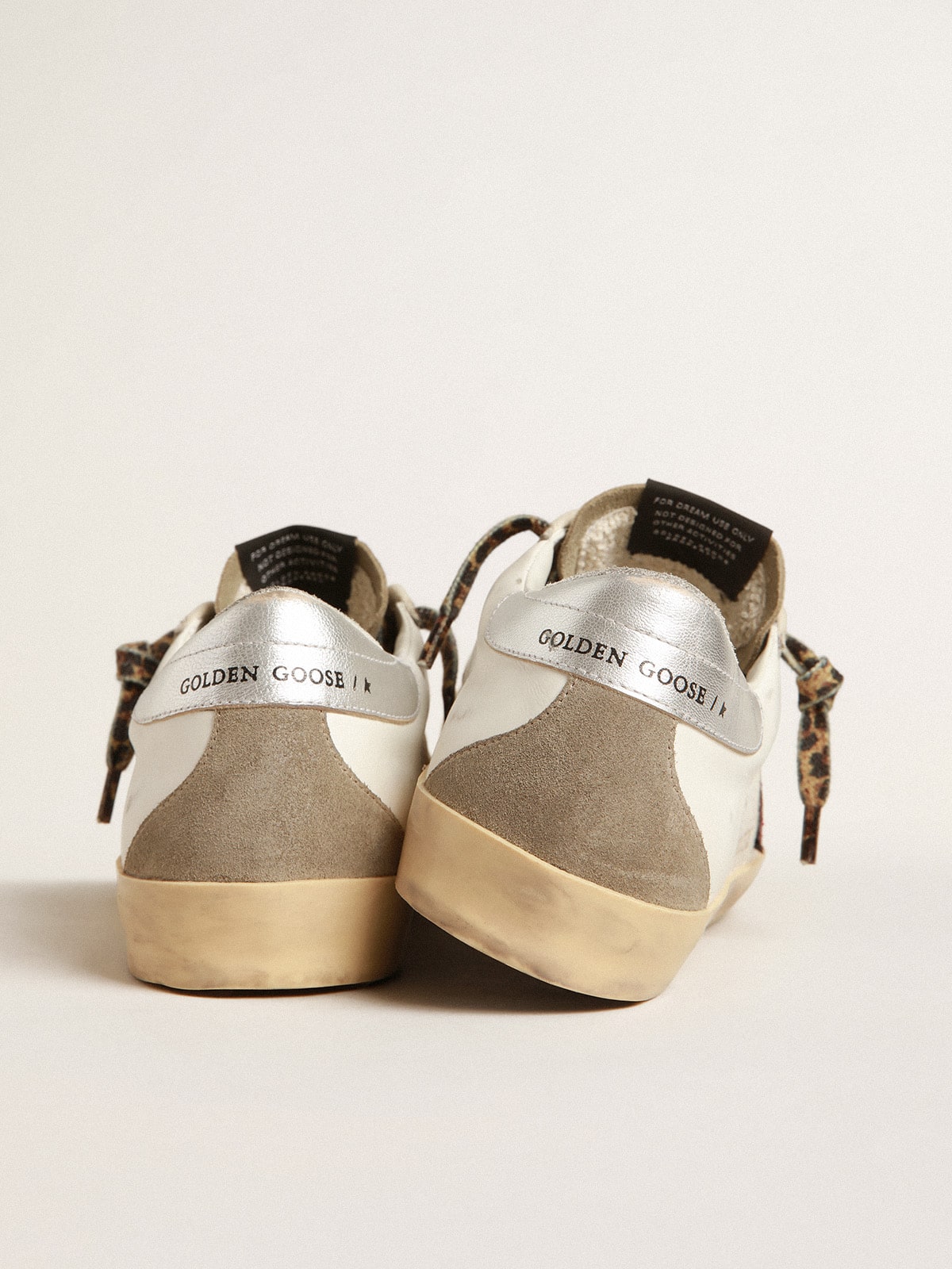 Golden Goose - Super-Star con stella in glitter bordeaux e talloncino argento in 