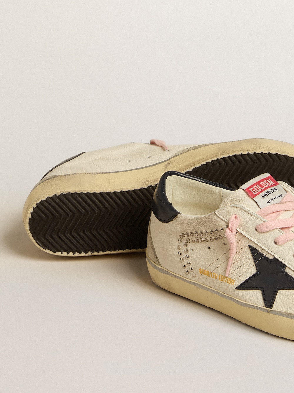 Golden Goose - Women's Super-Star LTD with blue leather star and decorative studs in 