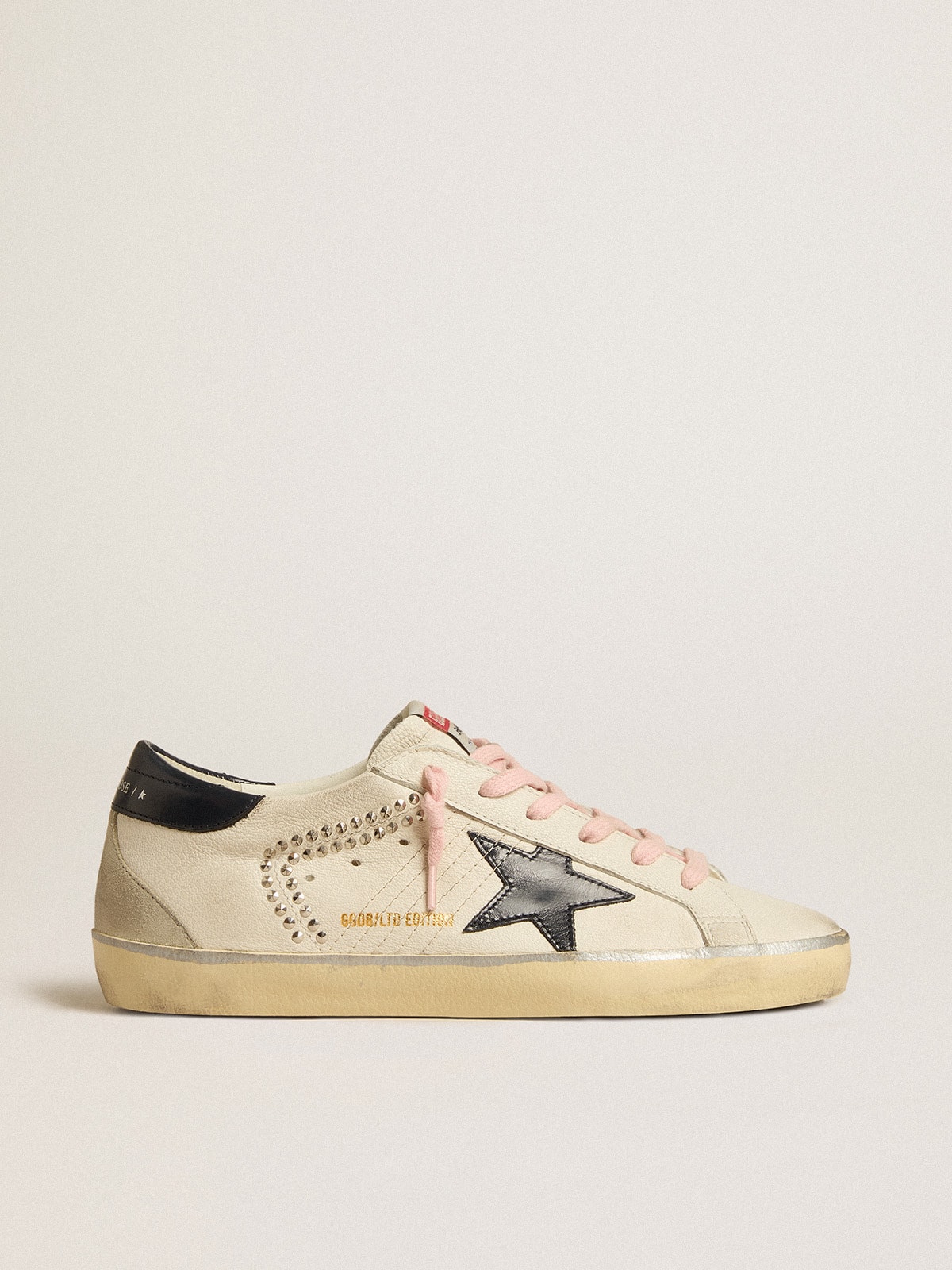 Golden Goose - Women's Super-Star LTD with blue leather star and decorative studs in 