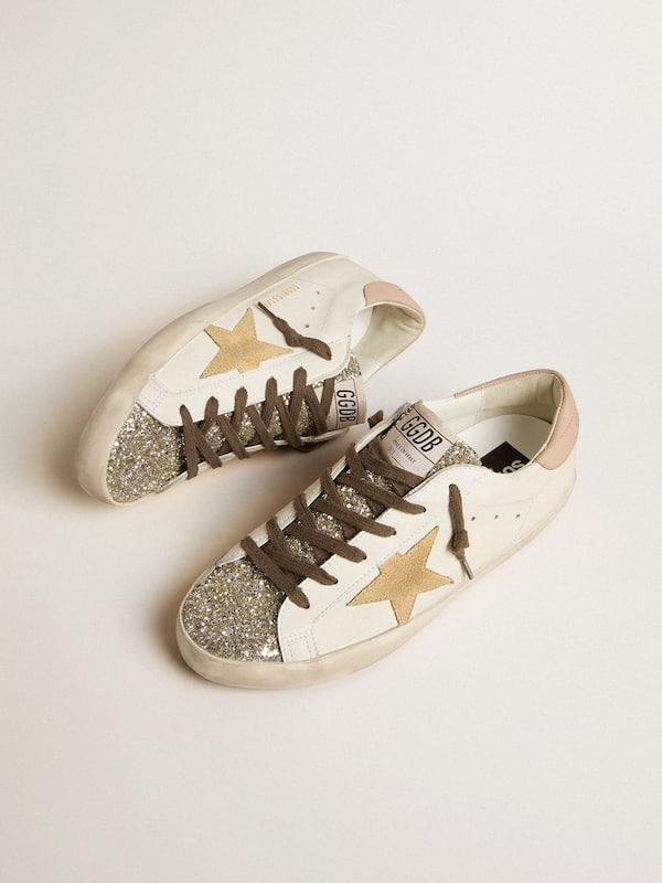 Golden Goose - Women’s Bio-based Super-Star with platinum glitter tongue in 