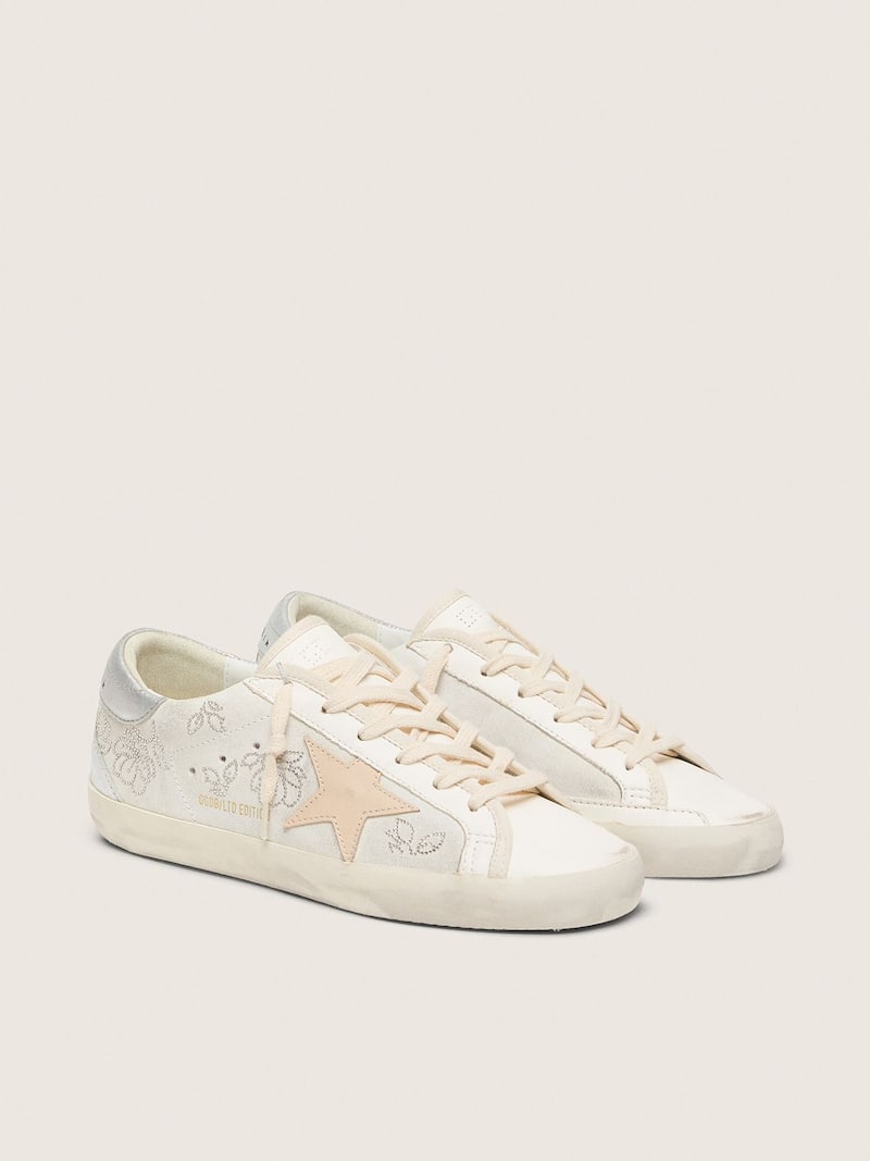 Golden Goose - Women's Super-Star  with Swarovski crystals and smoke gray leather star in 