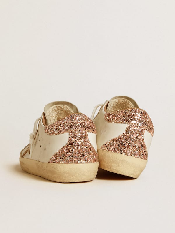 Golden Goose - Women's Super-Star with nude leather star and gold glitter heel tab in 