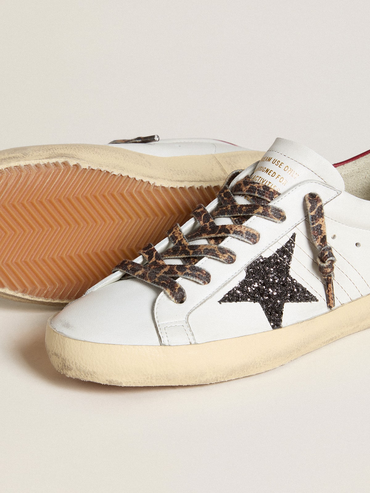 Golden Goose - Super-Star Donna in nappa con stella in glitter e talloncino in nappa rossa in 