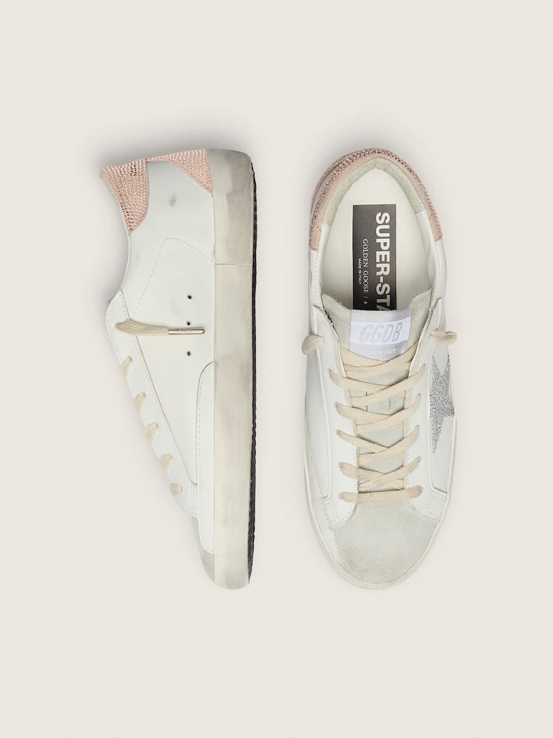 Golden Goose - Super-Star Damen aus Leder mit Swarovski-Kristallen an Stern und Ferse in 