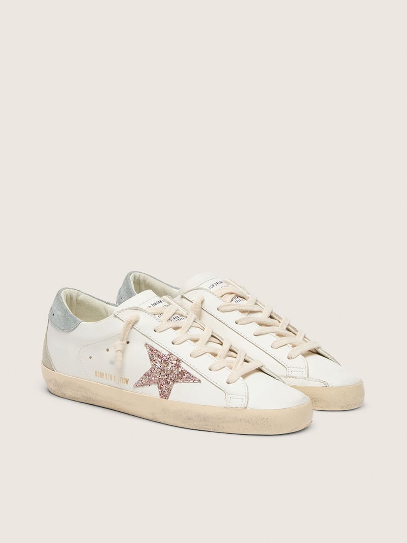 Golden Goose - Super-Star f&uuml;r Damen LTD mit buntem Glitzerstern und Rauleder an der Fersenpartie in 