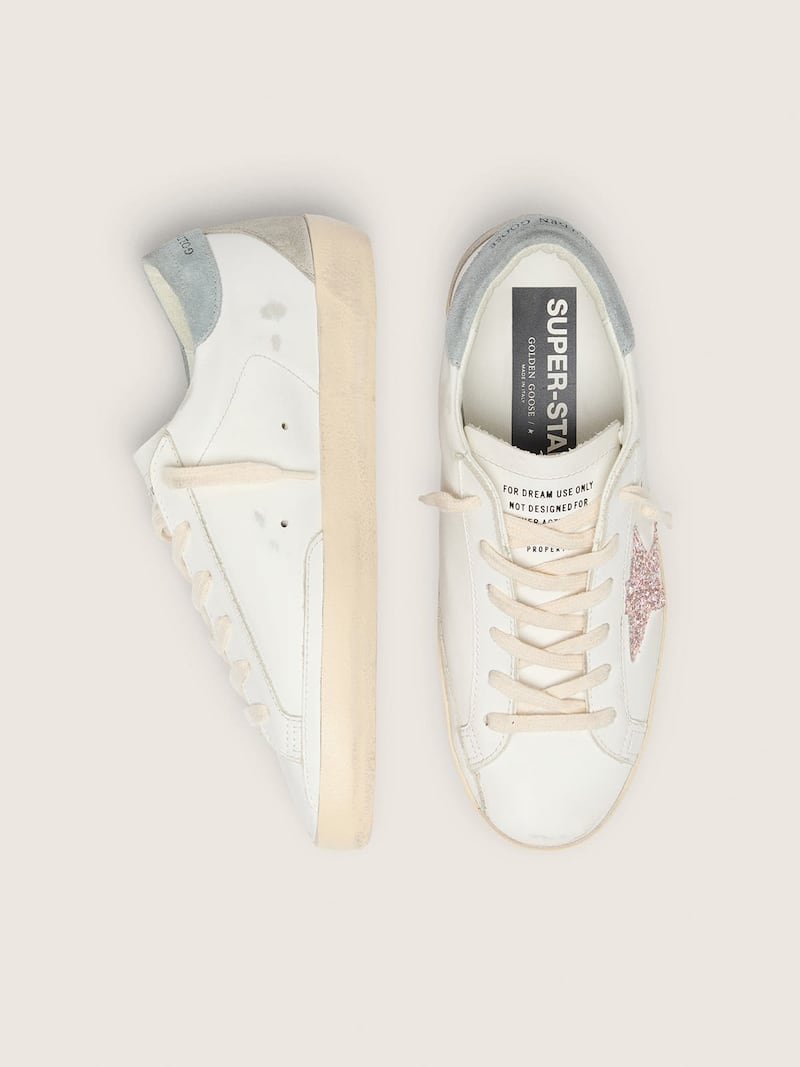 Golden Goose - Super-Star f&uuml;r Damen LTD mit buntem Glitzerstern und Rauleder an der Fersenpartie in 
