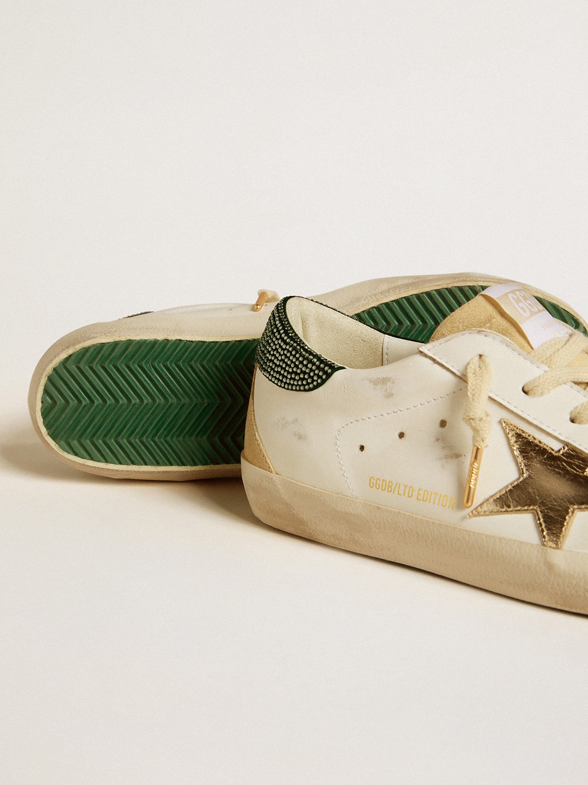 Golden Goose - Women’s Super-Star LTD with leather star and Swarovski crystal heel tab in 