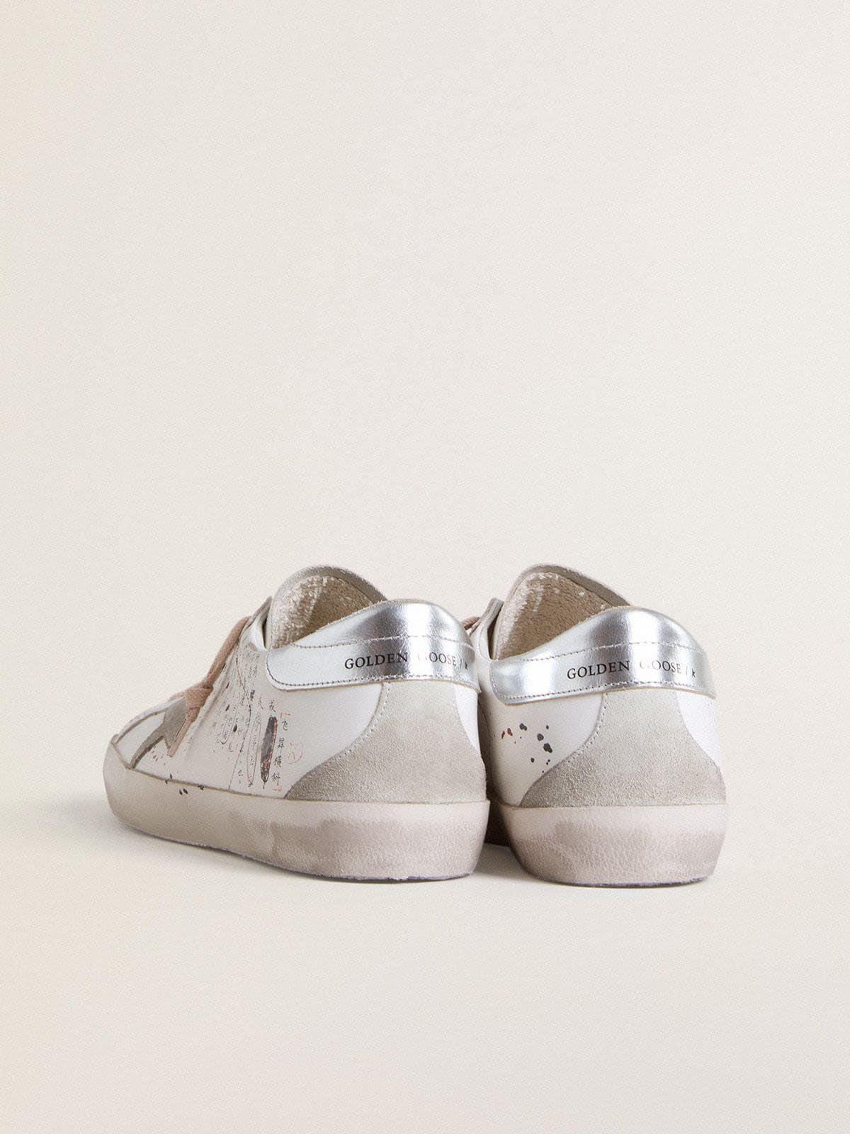 Golden Goose - Women’s Super-Star LTD with ice-gray suede star and black designs in 
