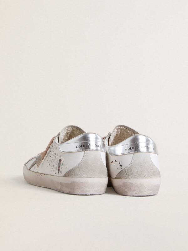 Golden Goose - Women’s Super-Star LTD with ice-gray suede star and black designs in 