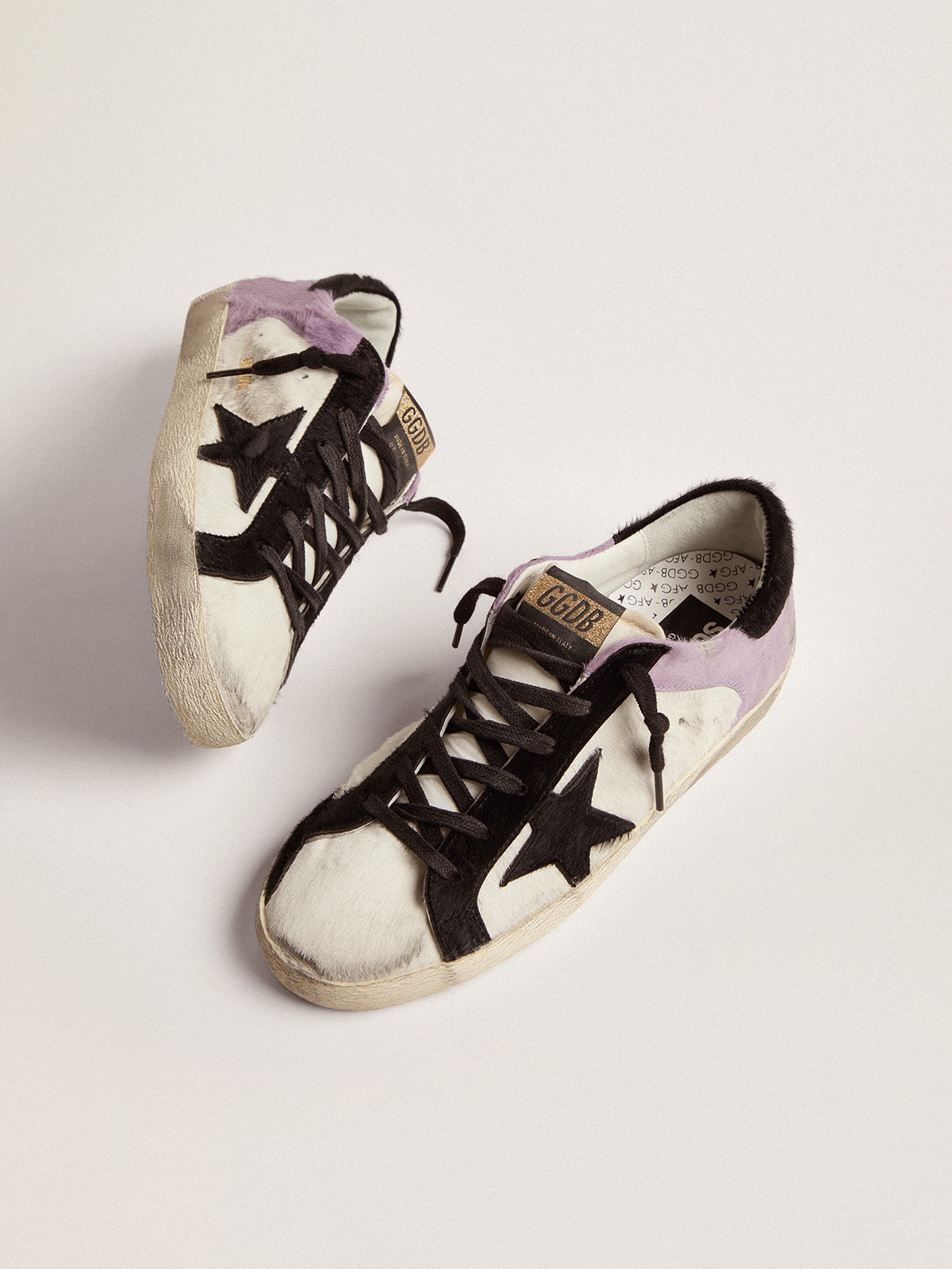 Golden Goose - Women's Super-Star in white and lilac pony skin in 