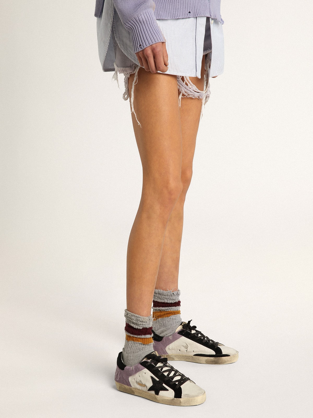 Golden Goose - Women's Super-Star in white and lilac pony skin in 