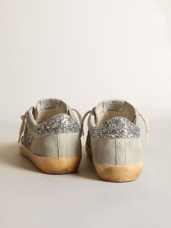 Golden Goose - Super-Star Donna in glitter argento con stella e inserti ghiaccio in 