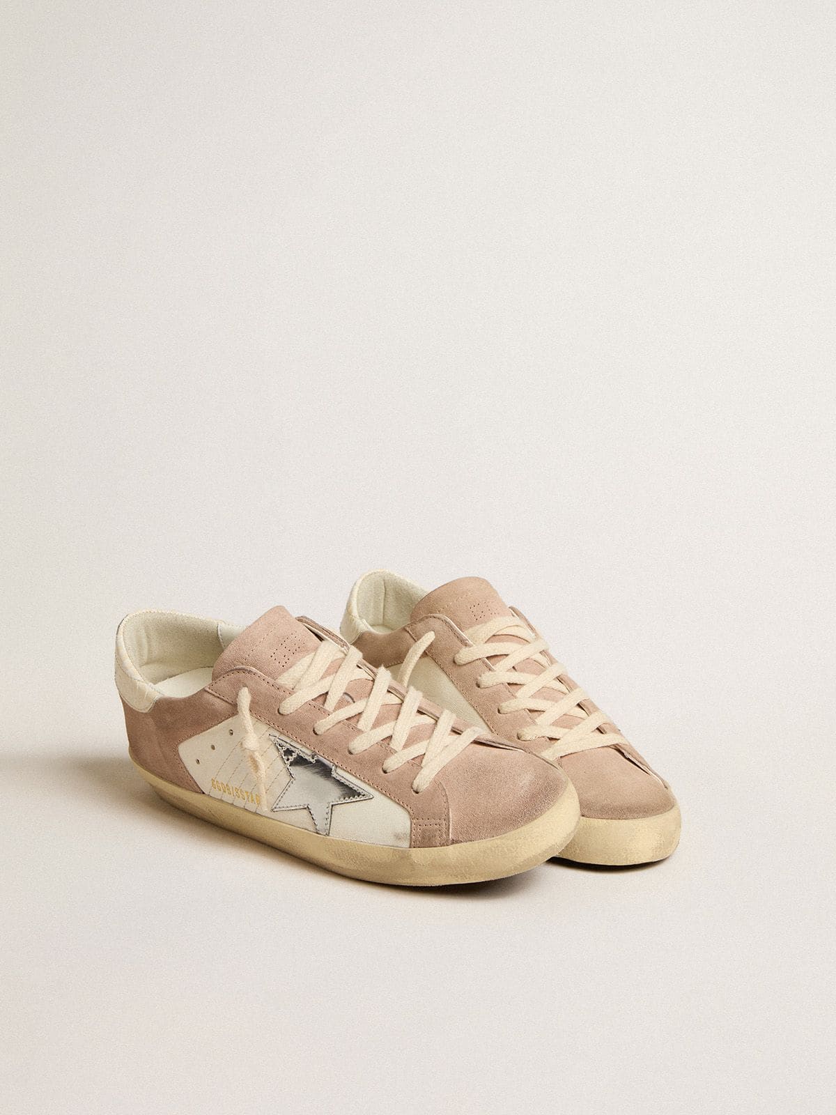 Golden Goose - Women’s Super-Star sneakers in pink suede with silver metallic leather star in 