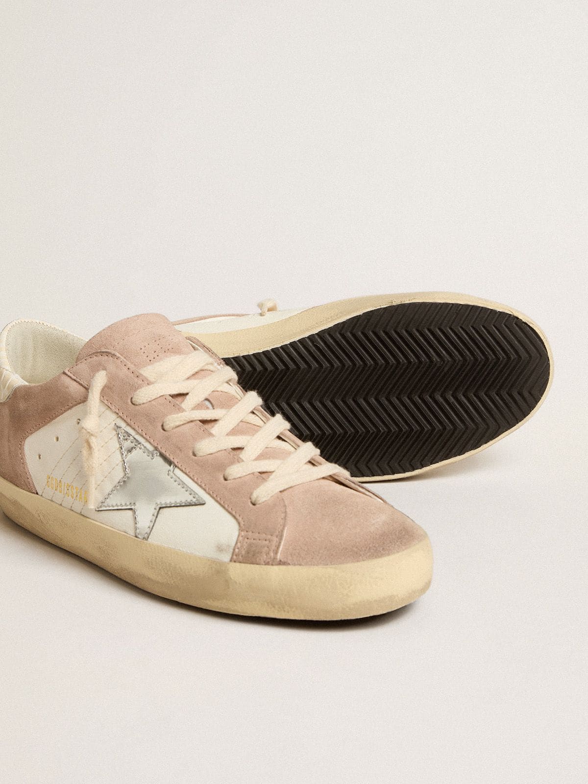 Golden Goose - Women’s Super-Star sneakers in pink suede with silver metallic leather star in 