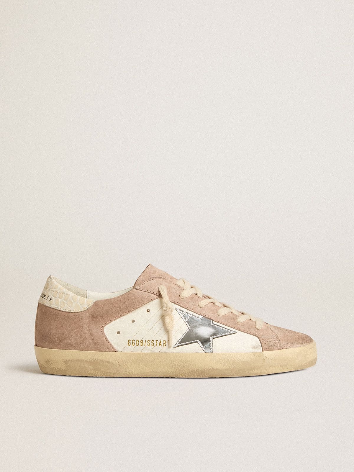 Golden Goose - Women’s Super-Star sneakers in pink suede with silver metallic leather star in 