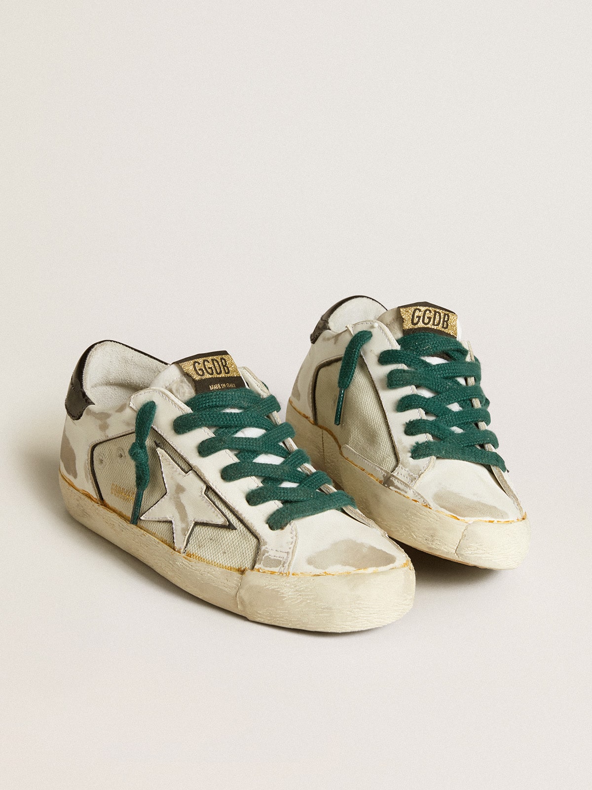 Golden Goose - Women’s Super-Star LAB in white leather with white star and black heel tab in 