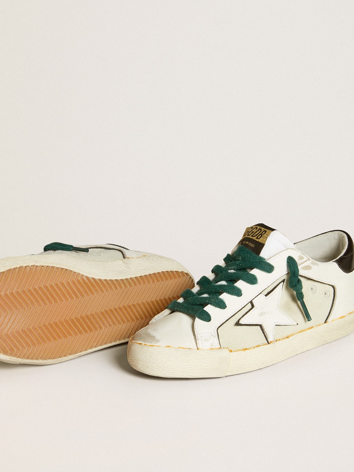 Golden Goose - Women’s Super-Star LAB in white leather with white star and black heel tab in 