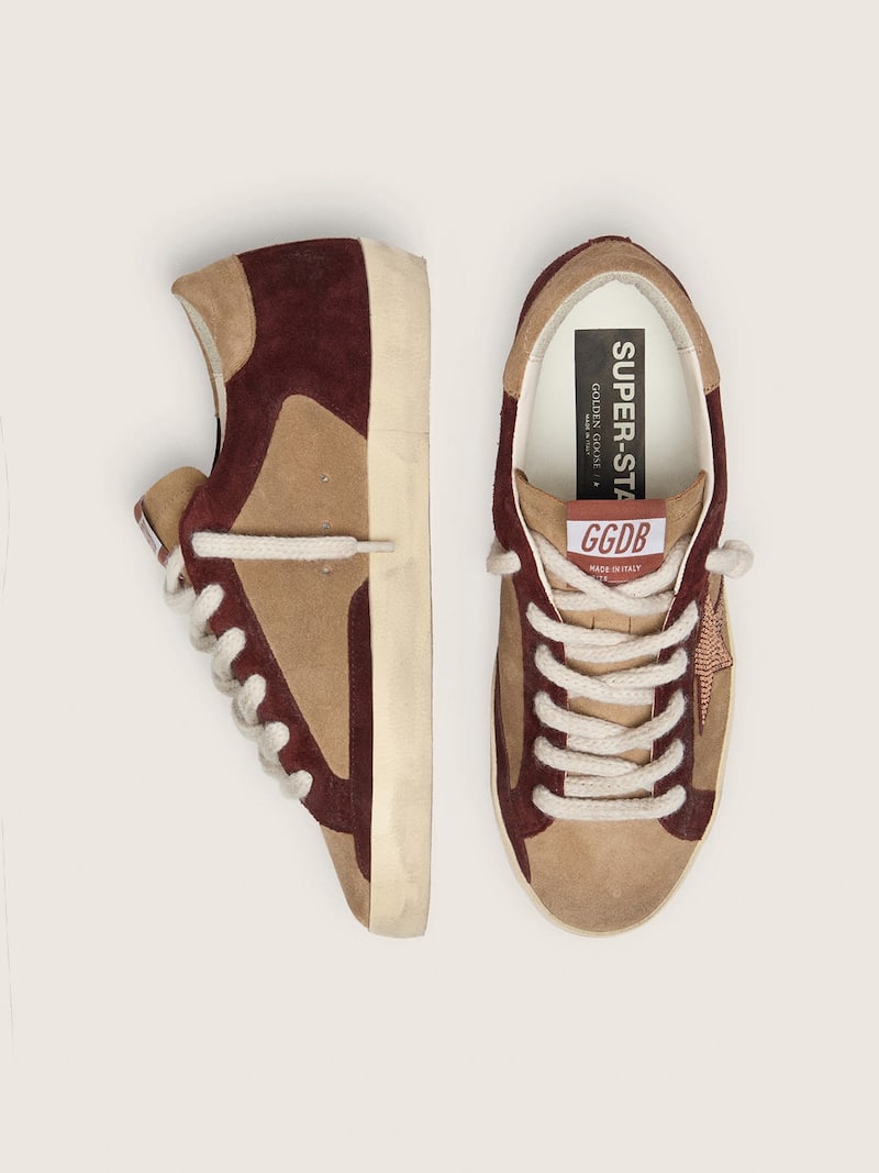 Golden Goose - Women&rsquo;s Super-Star LTD in beige and brown suede with Swarovski star in 