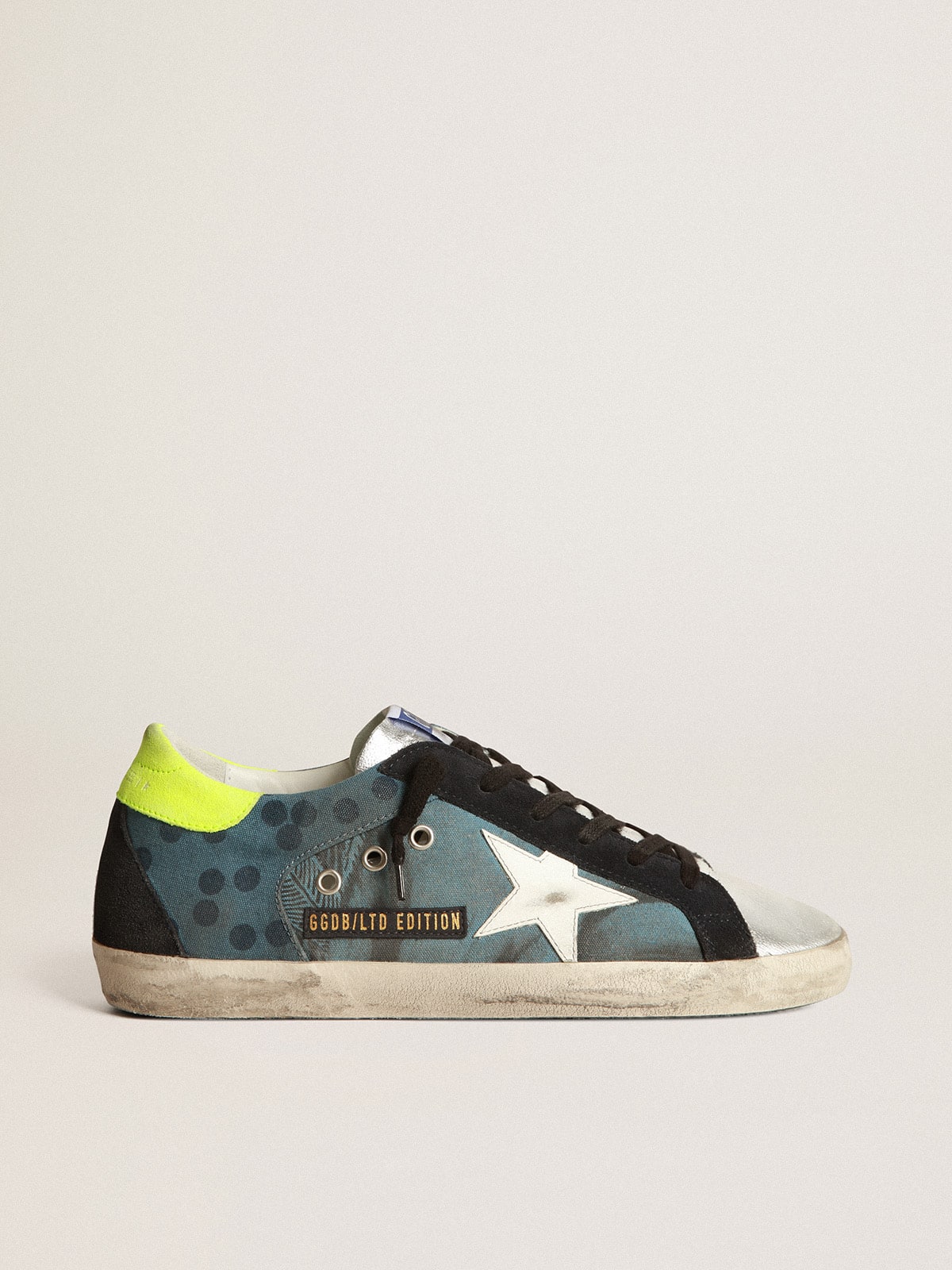 Golden Goose - LAB Blaue Damensneakers Super-Star aus Canvas mit Tupfenprint in 