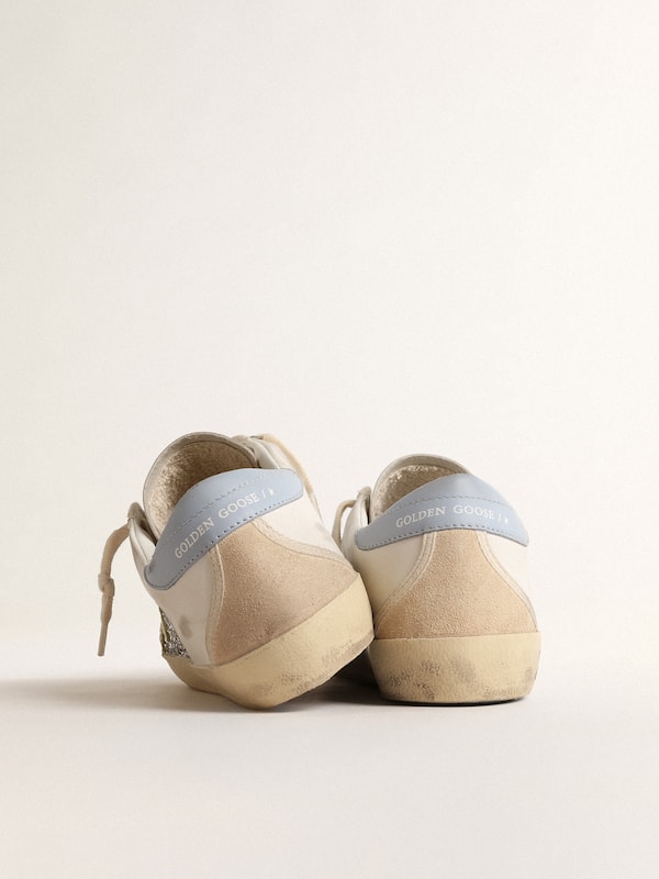 Golden Goose - Bio-based Super-Star with silver glitter and yellow leather star in 
