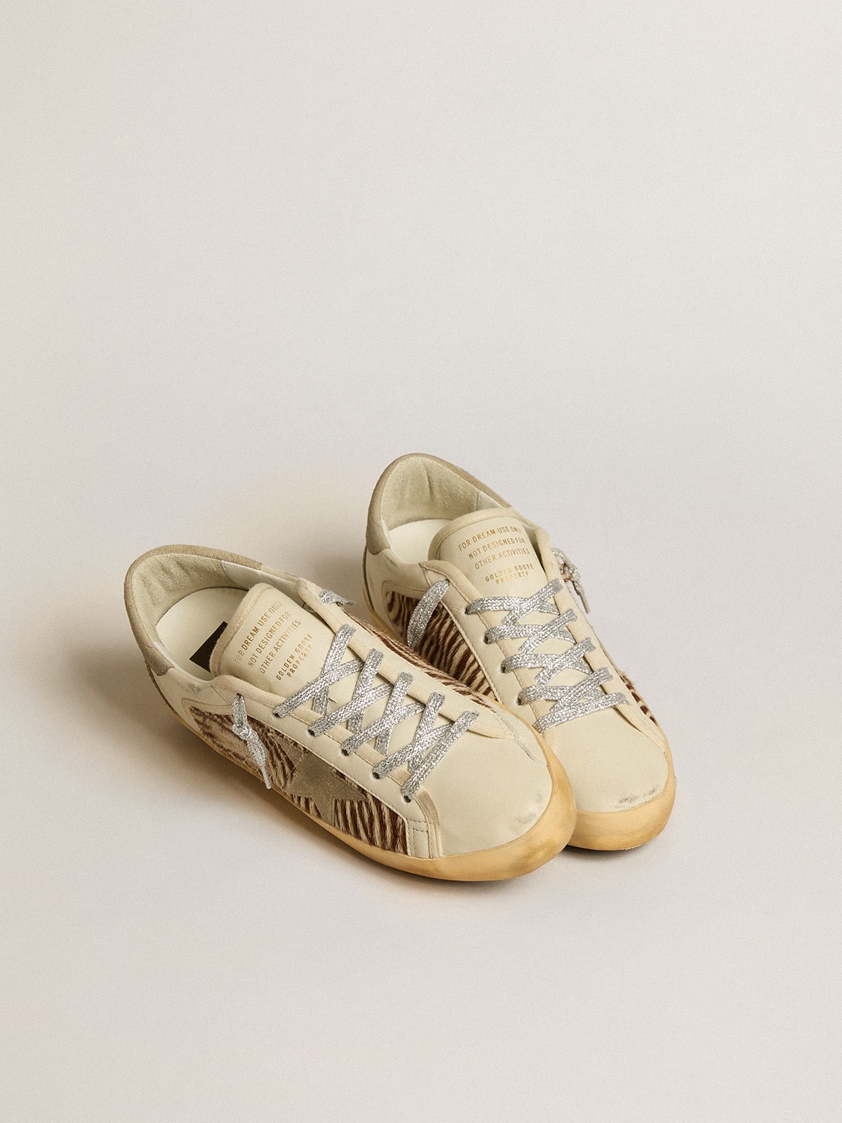 Golden Goose - Women's Super-Star LTD in leather and pony skin with dove-gray suede star and heel tab in 