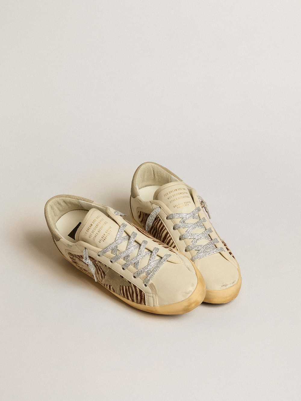 Golden Goose - Women's Super-Star in leather and pony skin with dove-gray suede star and heel tab in 