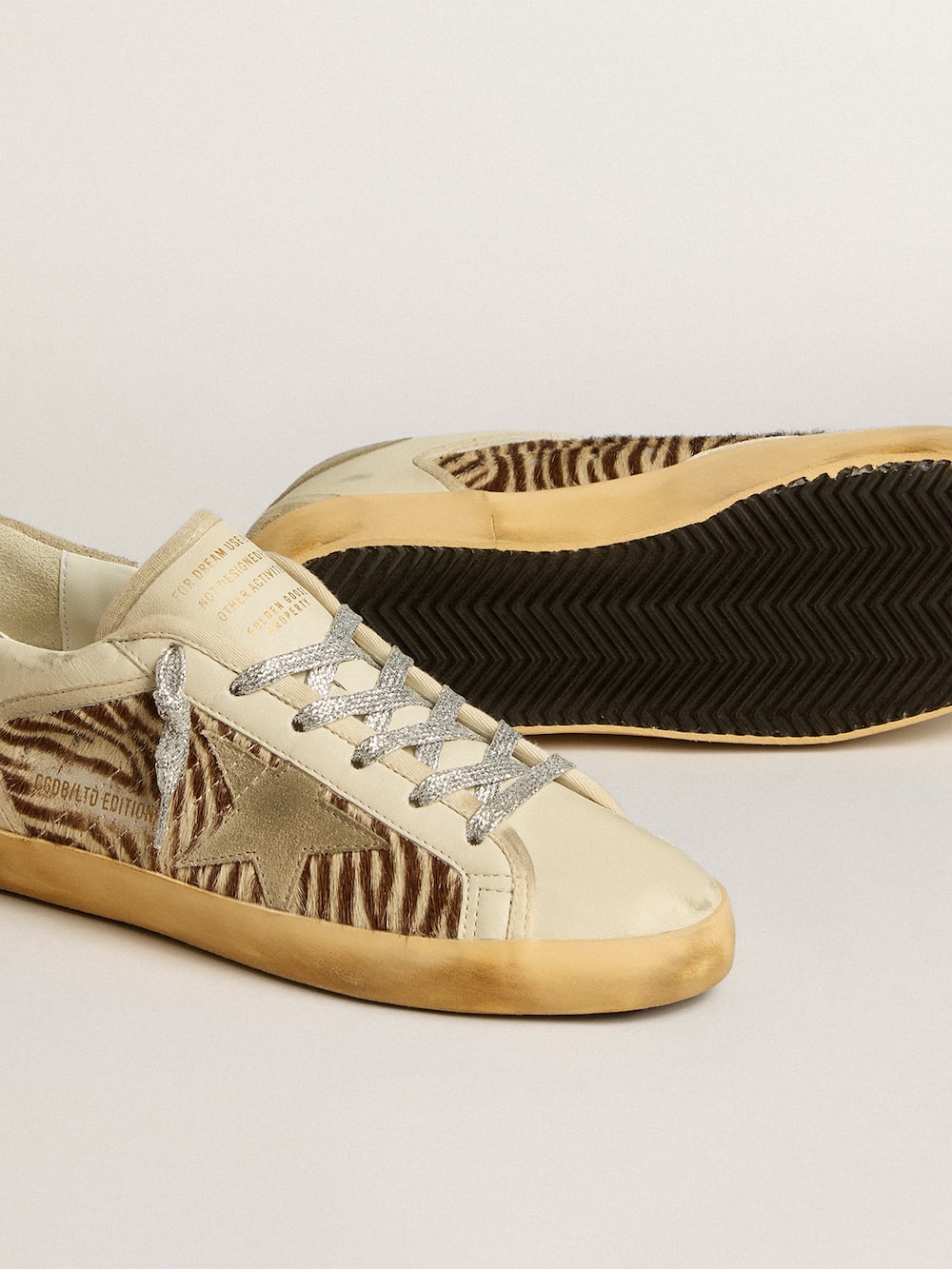 Golden Goose - Women's Super-Star in leather and pony skin with dove-gray suede star and heel tab in 