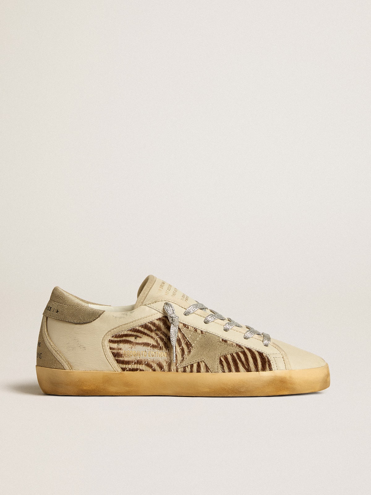 Golden Goose - Women's Super-Star LTD in leather and pony skin with dove-gray suede star and heel tab in 