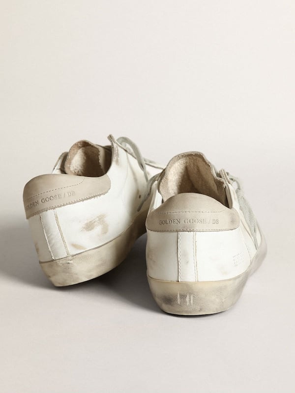 Golden Goose - Women's Super-Star in white leather with perforated star and beige nubuck heel tab in 